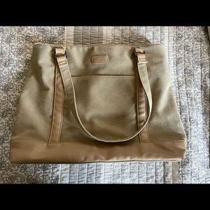 Beige Canvas Laptop Bag